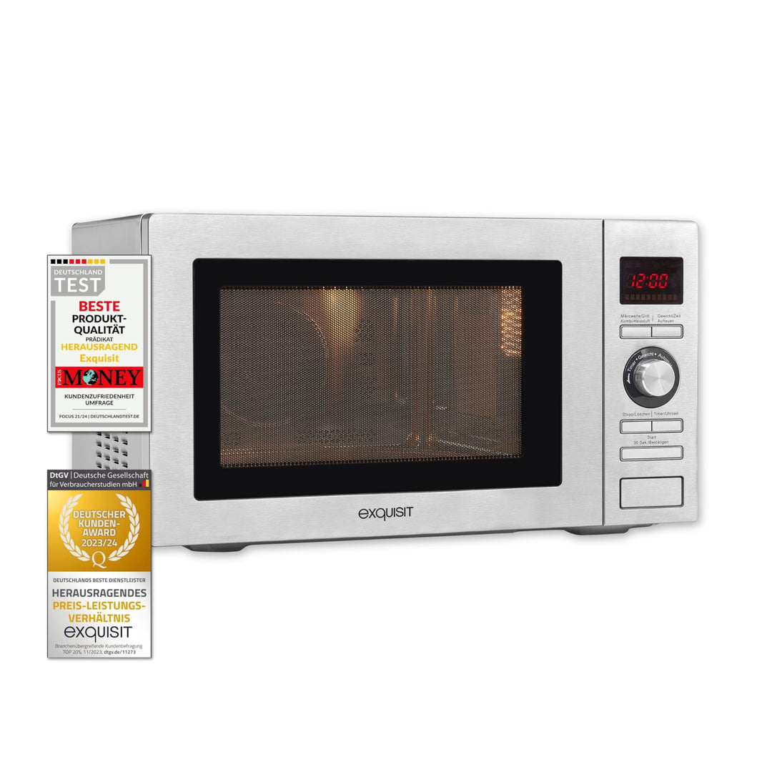 GGV Exquisit MW 9025H-3 25 Liter Mikrowelle+Grill+Heissluft Silber, 25 Liter Mikrowelle+Grill+Hei&amp;