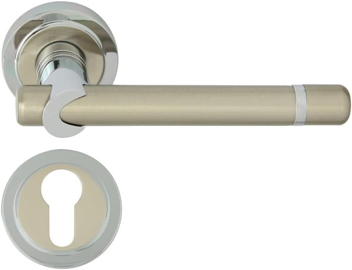 domino Türgriff DELPHI-R M6/M9 PZ-Profilzylinder Drückergarnitur für Zimmertüren Türdrücker-Set Rose