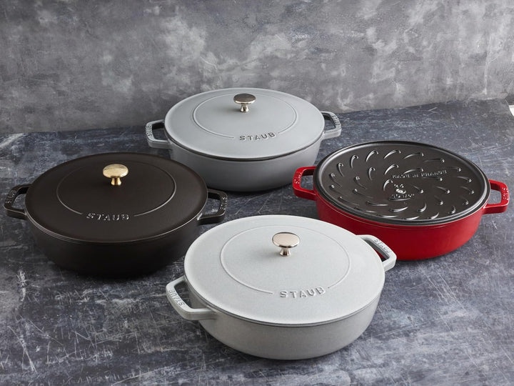 STAUB Gusseisen Bräter, Chistera Tropfenstruktur im Deckel, Rund 28 cm, 3,7 L, Für alle Herdarten ge