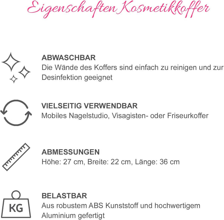 N&BF Kosmetikkoffer Rosa Klein | Schminkkoffer Abschliessbar Leer, Rosa