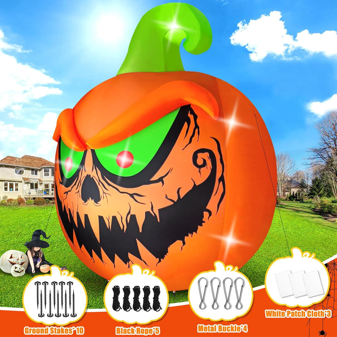 Kalolary 15Ft Halloween Aufblasbare Dekoration - Riesiger Kürbis Mit Grün-Roten Augen für Innen und