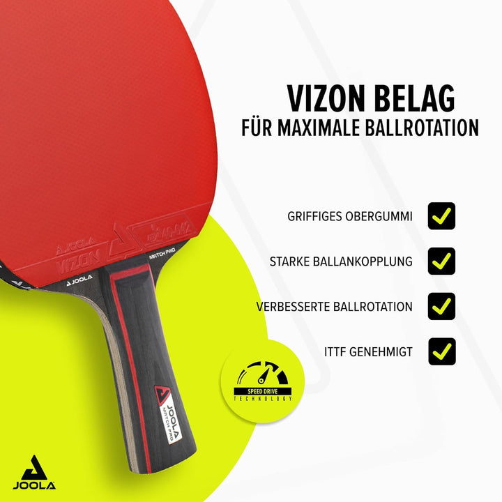 JOOLA Tischtennis Set Duo PRO 2 Tischtennisschläger + 3 Tischtennisbälle + Tischtennishülle, rot/sch