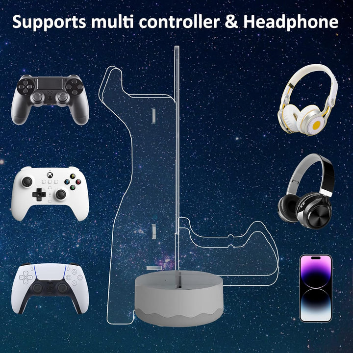 Ammonite Kopfhörer Controller Ständer Light up, 16 Farben 3D LED Lichter Headset Gamepad Halter, Gam