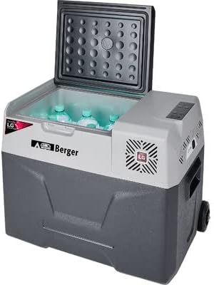 BERGER Kompressor Kühlbox B40-T 39 L │ 12V, 24V, 230V Stecker │ Elektrische Auto Kühlbox mit Rollen