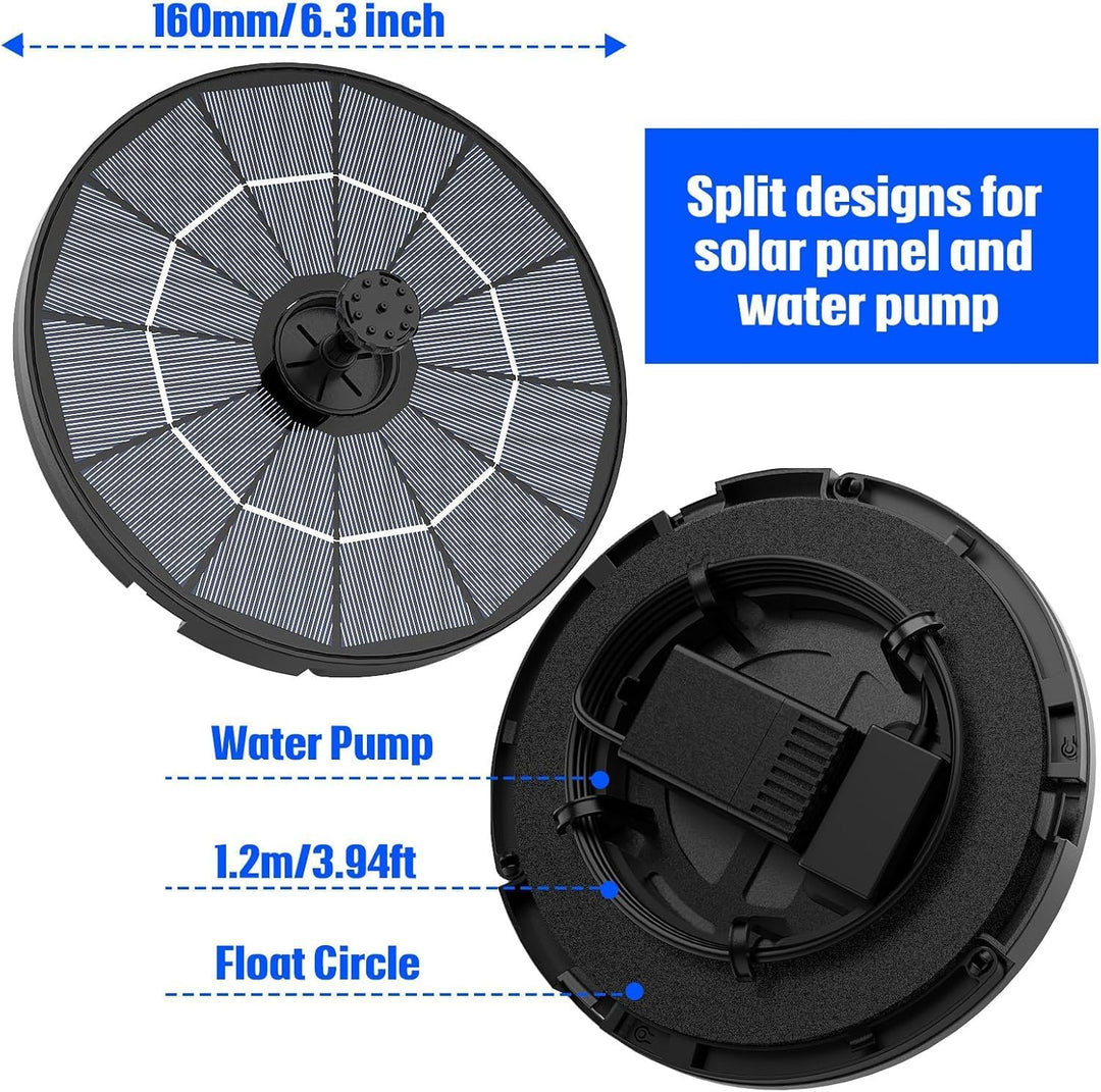 AISITIN Solar Springbrunnen für Aussen mit 2.8W Abnehmbares Solarpanel,2 IN 1 DIY Solarbrunnen für D