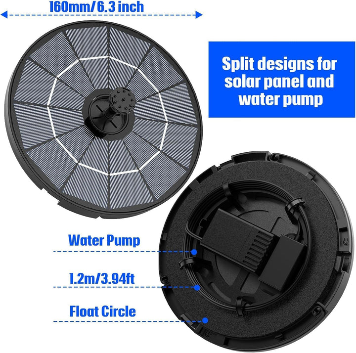 AISITIN Solar Springbrunnen für Aussen mit 2.8W Abnehmbares Solarpanel,2 IN 1 DIY Solarbrunnen für D