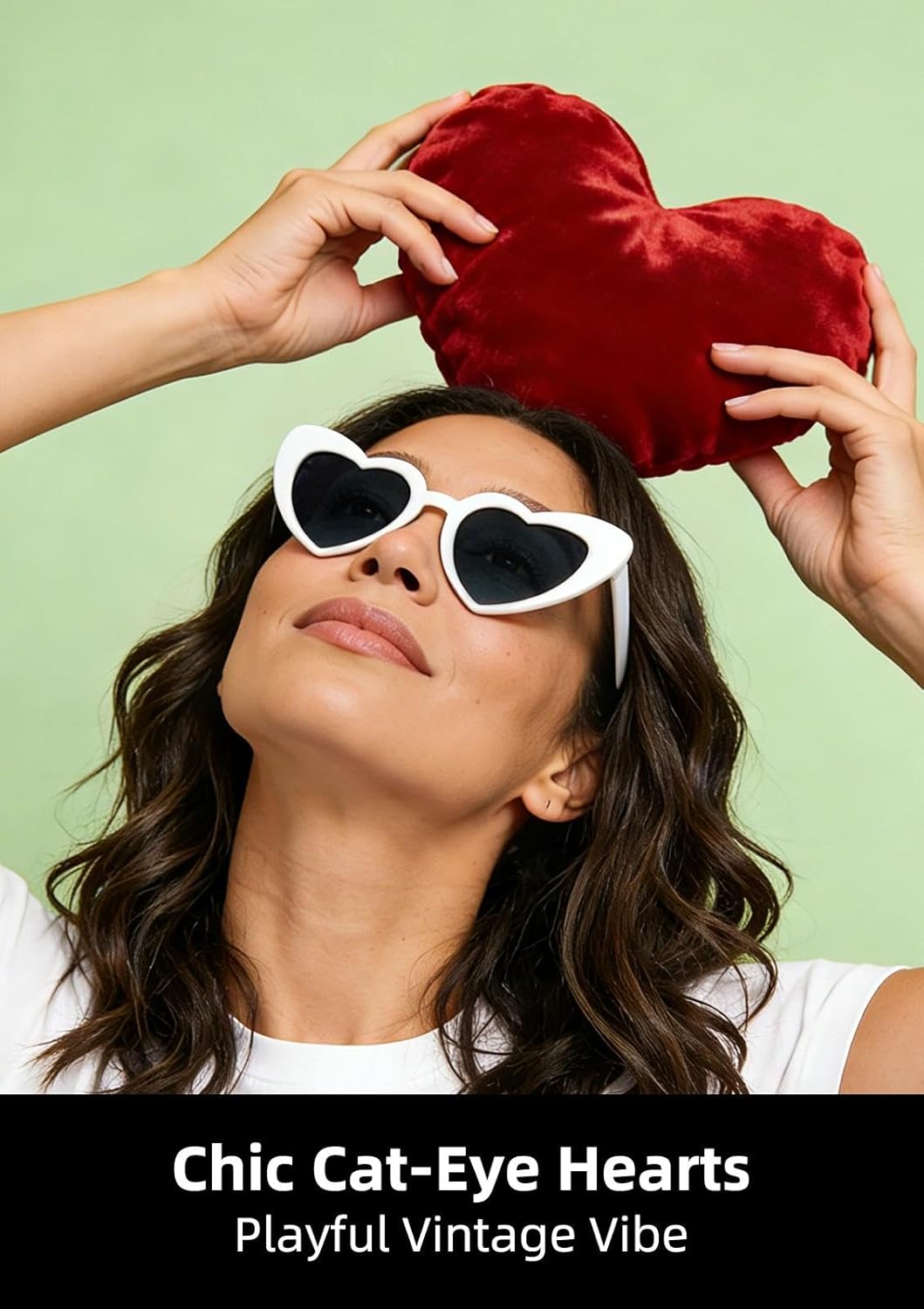 Weisse schwarze Herz-Partybrille in Herzform, Retro-Katzenaugen-Brille für Junggesellinnenabschied,
