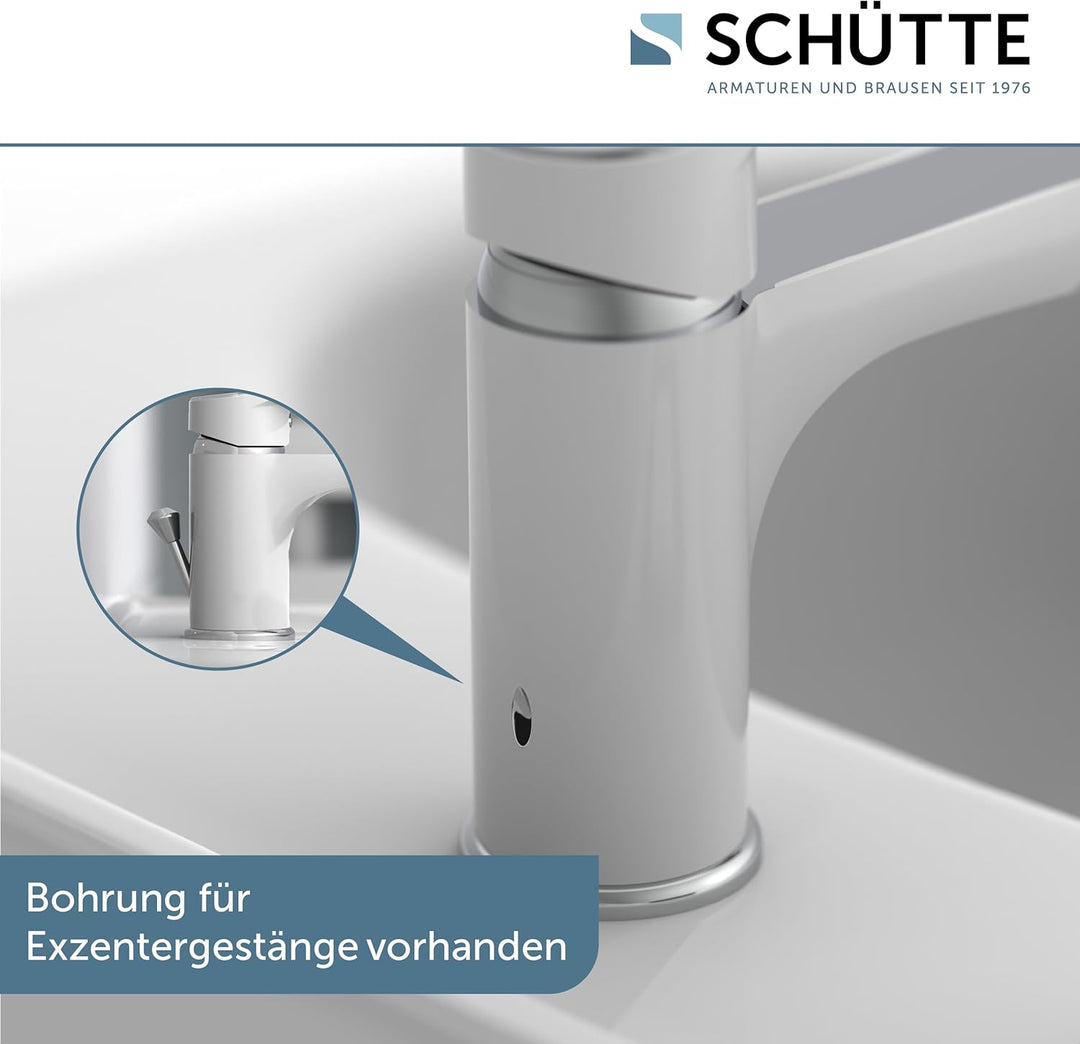 SCHÜTTE 34710 ALASKA Badarmatur mit Ablaufgarnitur, Waschtischarmatur, Einhebelmischer Mischbatterie