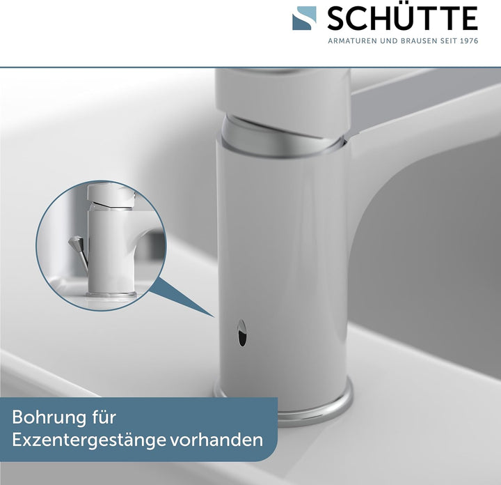SCHÜTTE 34710 ALASKA Badarmatur mit Ablaufgarnitur, Waschtischarmatur, Einhebelmischer Mischbatterie