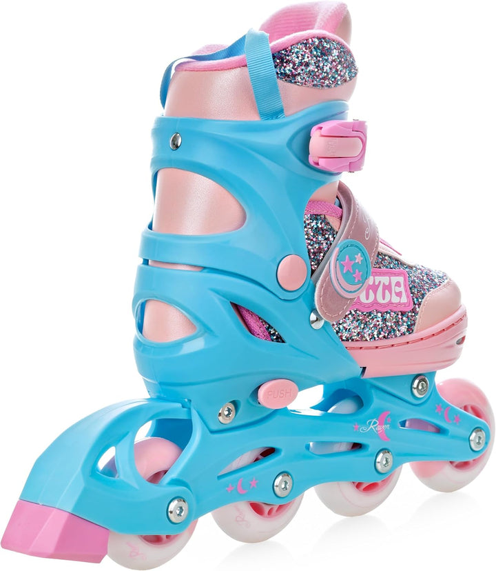 RAVEN Inline Skates Inliner für Kinder Mädchen verstellbar mit LED Leuchtrad