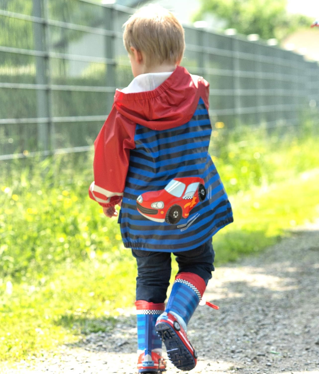 Playshoes Unisex Kinder Regenjacke Wind-und wasserdicht Regenmantel Regenbekleidung 98 Rennwagen, 98