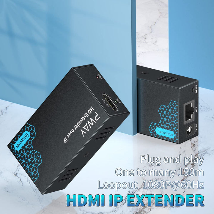 PWAY PW-DT243 HDMI Extender over IP 150m/492ft Bertragung über Cat5e/6/7/8 Netzwerkkabel Unterstützt