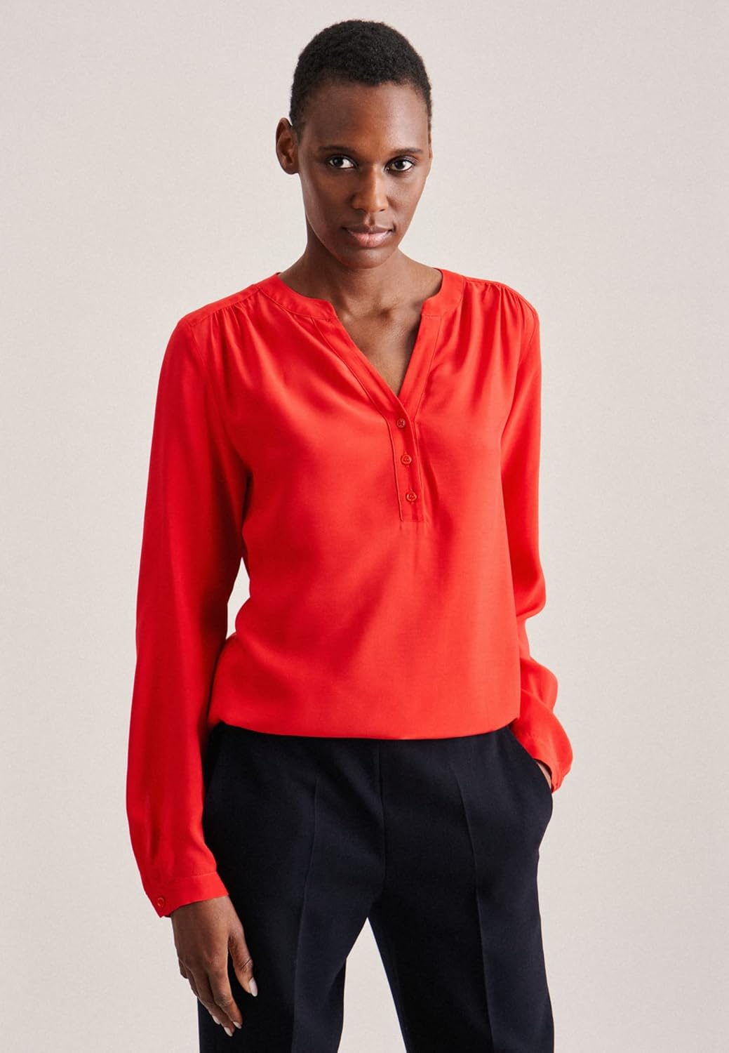 Seidensticker Damen Regular Fit Langarm Bluse 34 Rot, 34 Rot