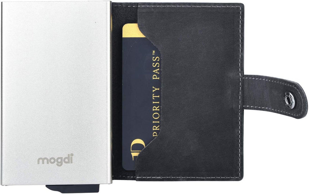 mogdi Mini Black Premium Herren Portmonee RFID Schutz Kartenetui Business Geldbörse feinstes A++ Ech