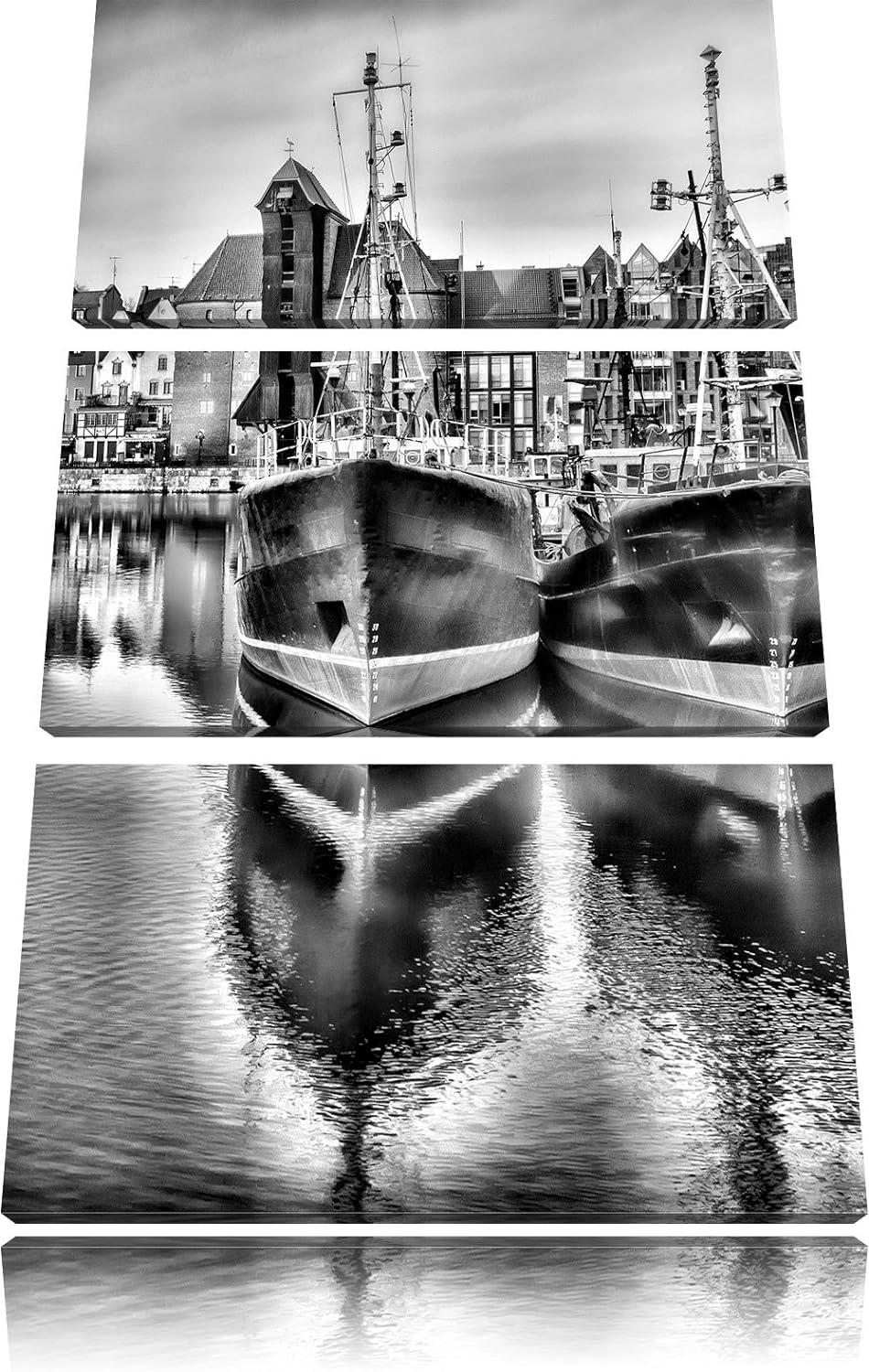 Pixxprint Hafen in der Dämmerung als Leinwandbild/Grösse: 3 Teilig (120x80) cm/Wandbild/Kunstdruck/f