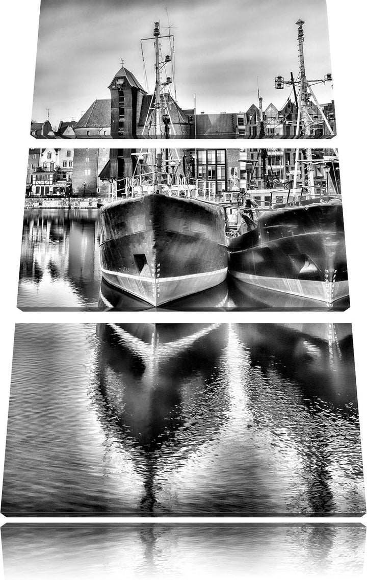 Pixxprint Hafen in der Dämmerung als Leinwandbild/Grösse: 3 Teilig (120x80) cm/Wandbild/Kunstdruck/f