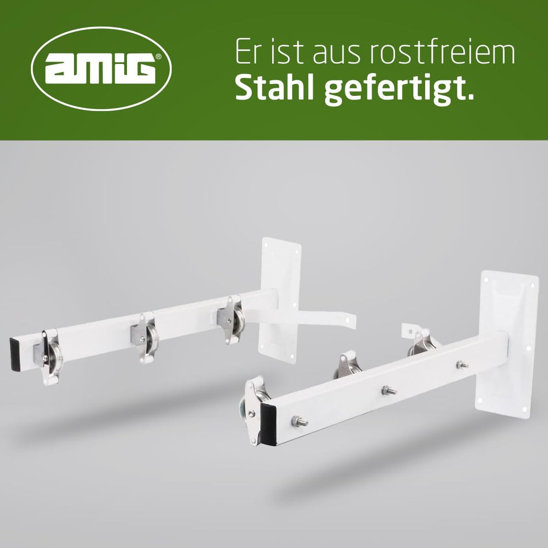 AMIG - Seitlicher Wäscheständer Modell 3 aus Edelstahl, Finish in Weiss, mit sechs Spulen und DREI S