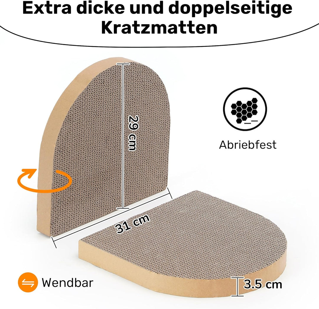 FUKUMARU Kratzbrett für Katzen, 61 cm Kratzpappe in Sofa-Form, Umkehrbares Katzenbett, Runde Kratzpa