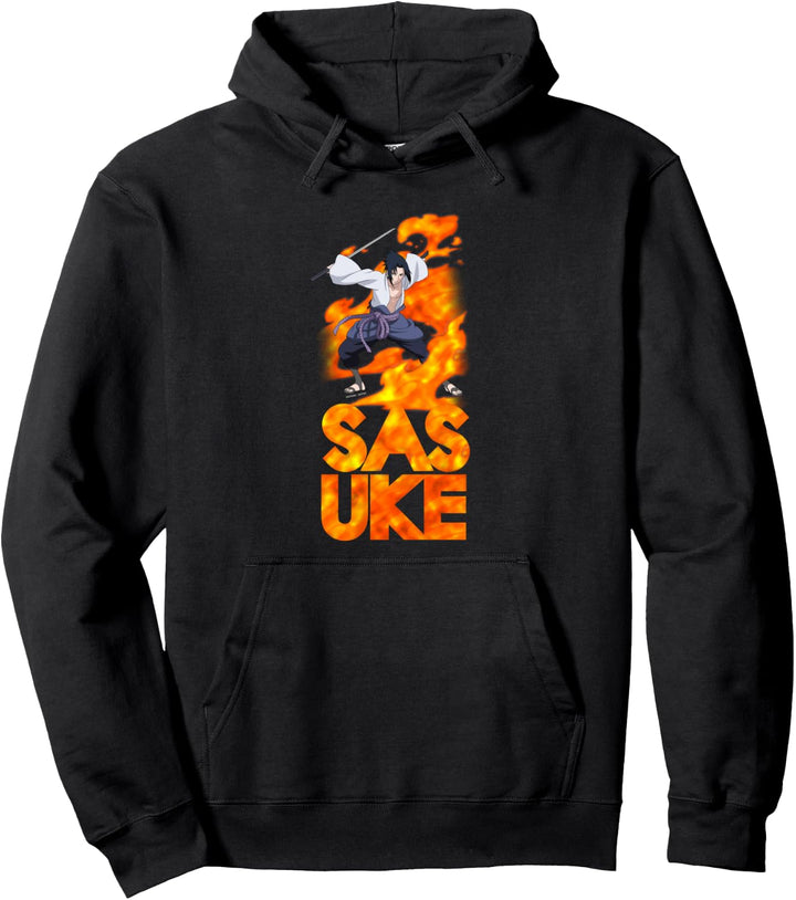 Naruto Shippuden Sasuke Stacked Flame Type Pullover Hoodie