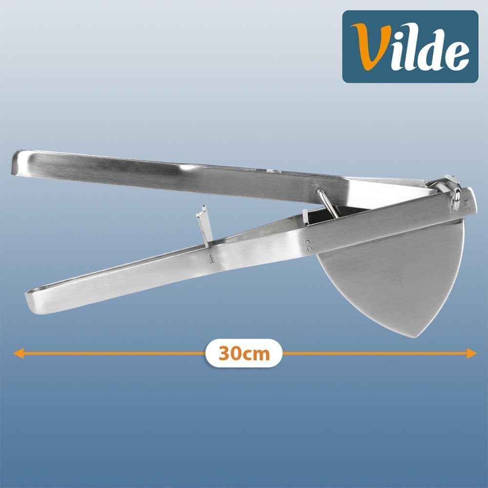 Vilde Kartoffelpresse Edelstahl 30 cm Silber Spätzlepresse Gemüsepresse für Püree Klösse Gnocchi Obs
