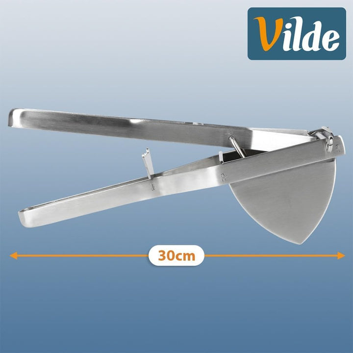 Vilde Kartoffelpresse Edelstahl 30 cm Silber Spätzlepresse Gemüsepresse für Püree Klösse Gnocchi Obs