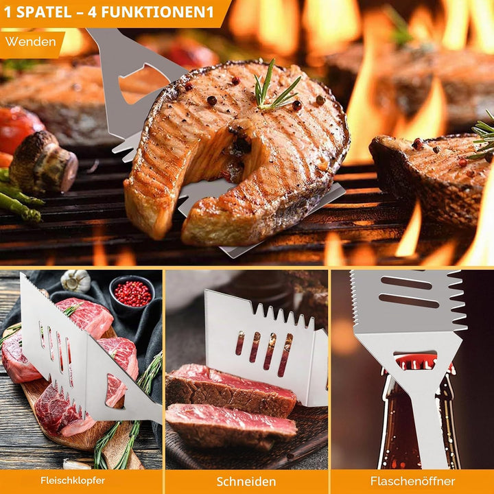Grillbesteck Set, Edelstahl Grillzubehör, Tragbares Professionelles Grillwerkzeug, Perfektes Grill S