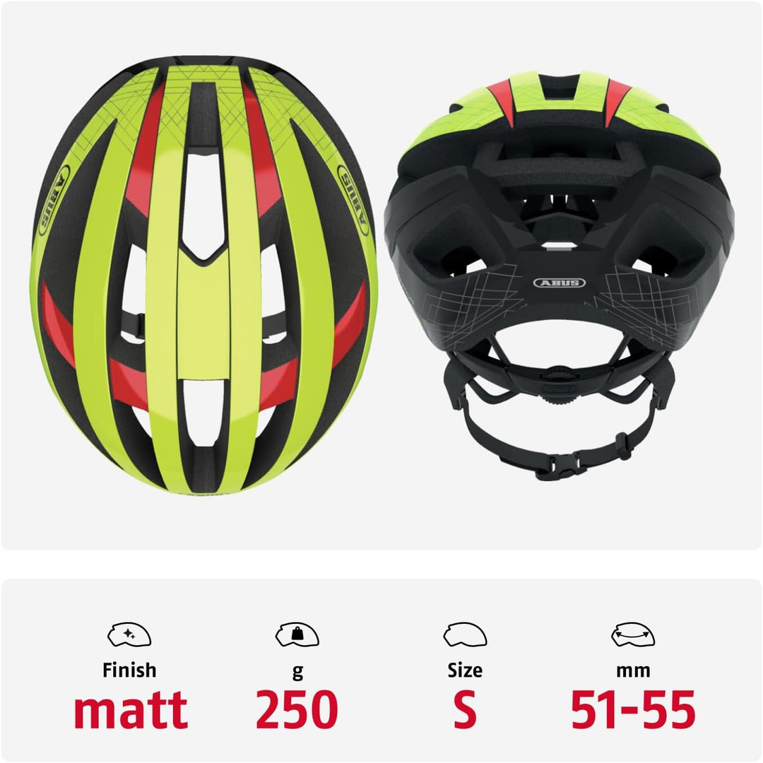 ABUS Rennradhelm Viantor MIPS Gelb (neon yellow) S (51-55 cm), Gelb (neon yellow) S (51-55 cm)