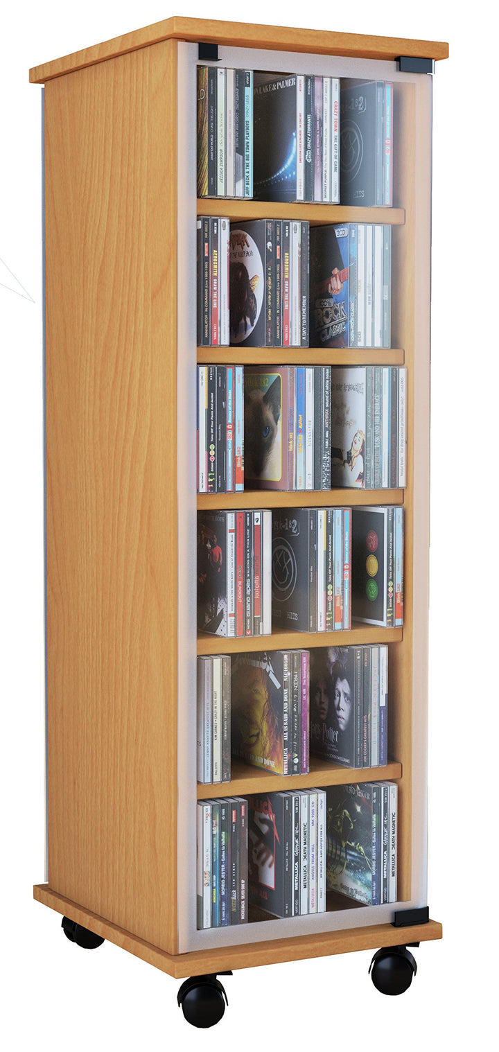 VCM CD DVD Regal Turm Tower Vitrine Schrank Möbel mit Rollen Drehbar Farbwahl 98 x 31 x 35 cm "Valen