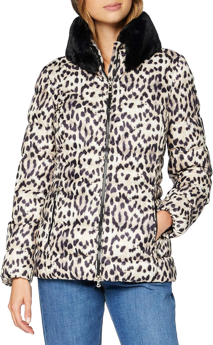 Geox W CAMEI Damen Daunenjacke 42 Beige Animalier, 42 Beige Animalier