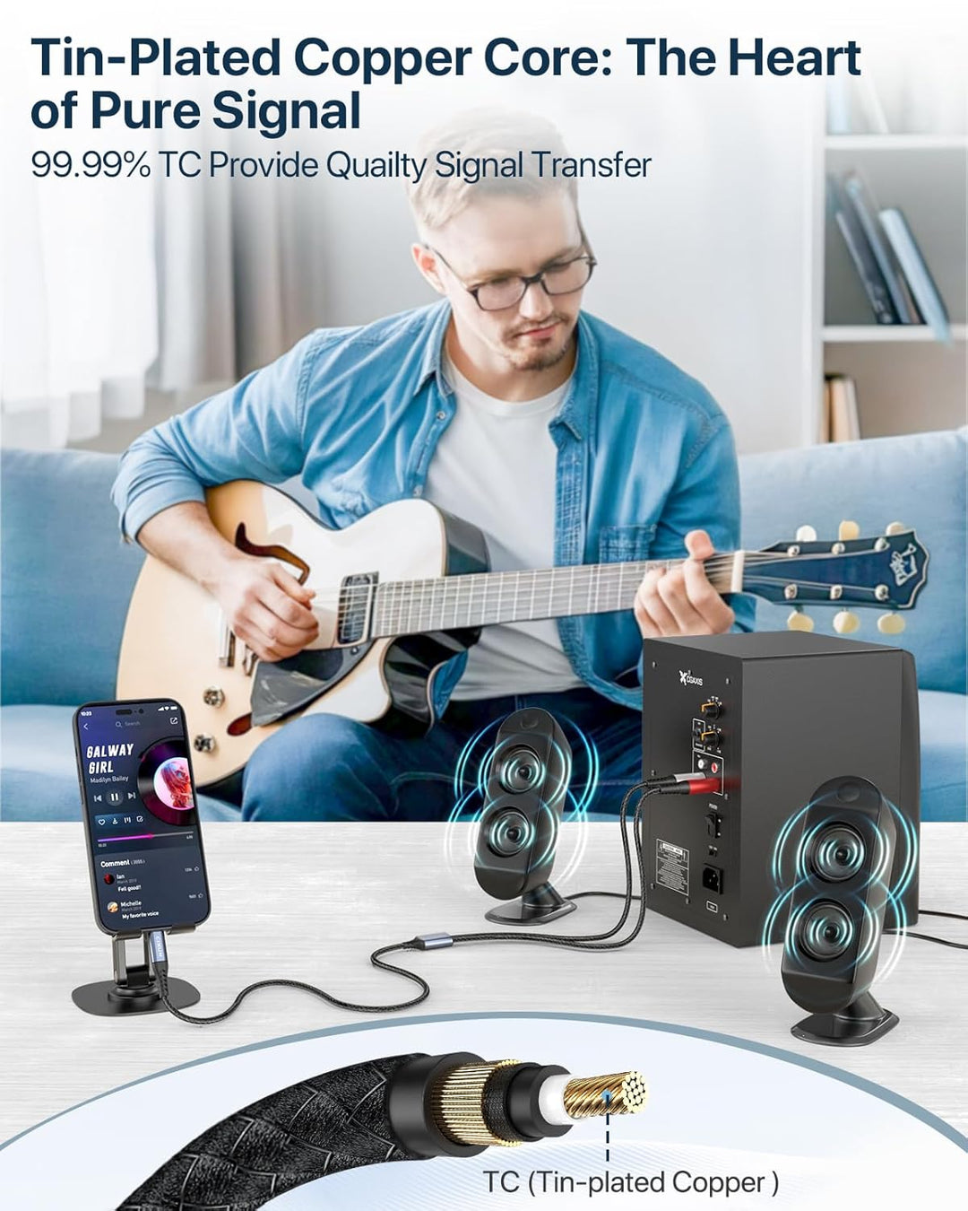 USB C auf Dual XLR Mikrofonkabel Type C auf XLR Male Output Stereo Kabel Kompatibel (2M/6.6Ft), 2M/6