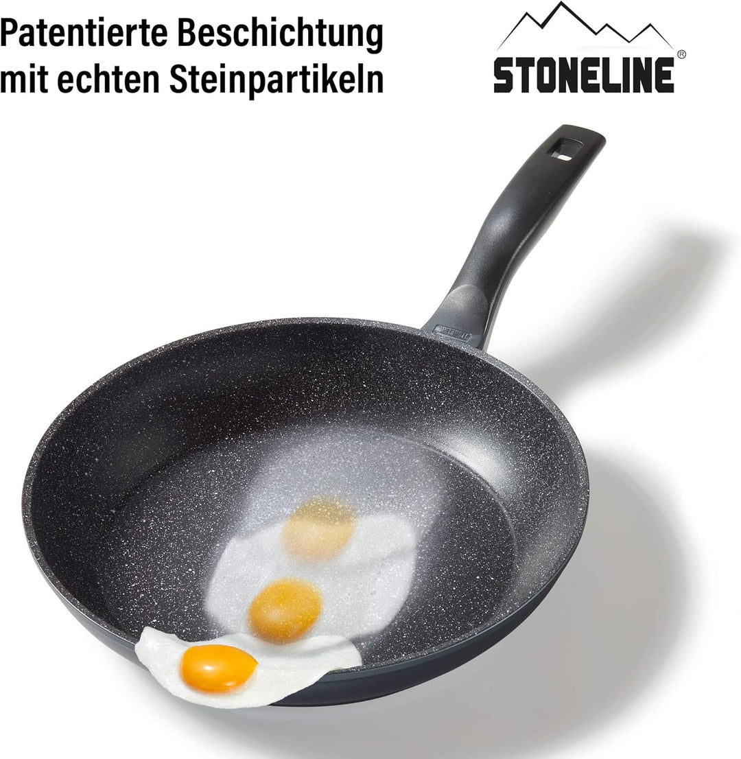 STONELINE Made in Germany Bratpfanne 28 cm, antihaft beschichtete Pfanne mit echten Steinpartikeln,