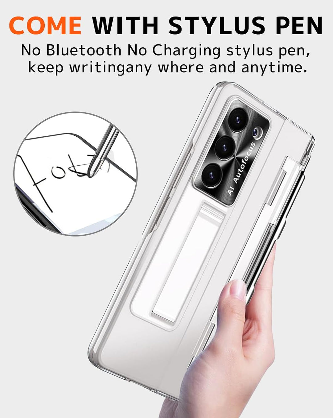NINKI für Samsung Galaxy Z Fold 7 Hülle mit S Pen Scharnierschutz,Luxus Beschichtung Transparent Cov