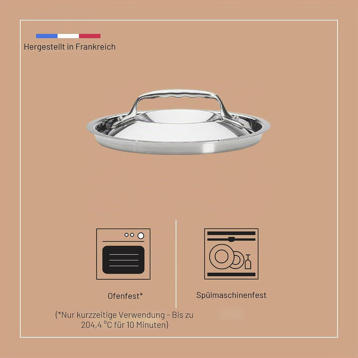De Buyer - Edelstahl Deckel, Gussgriff - Durchmesser 16 cm - 3709.16N, Silber 16cm Durchesser, 16cm