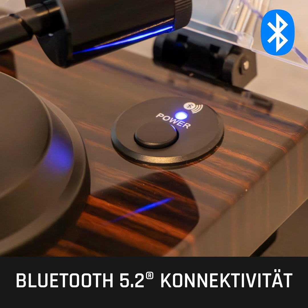 Lenco LBT-345WA - Plattenspieler mit Bluetooth® und 2M Red Tonabnehmer, inklusive verchromtem Platte