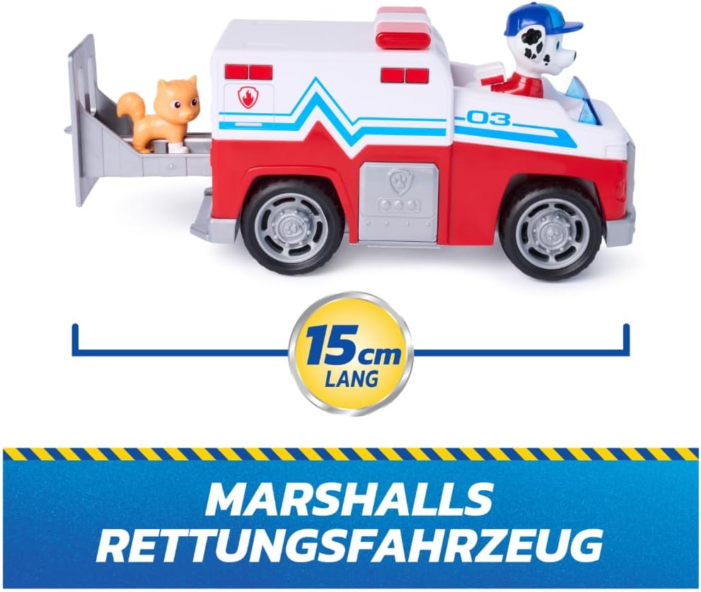 PAW PATROL - Search &amp; Rescue: Marshalls Rettungsfahrzeug, Fahrzeug mit Rückziehmotor, ca. 15cm, inkl