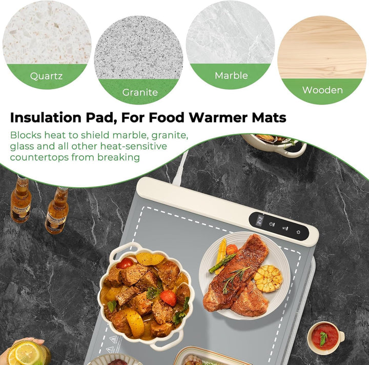 FYY Heat-Resistant Mat for Food Warming Mats - 23×15.4 inch Tables Protected, Up to 50% Temperature