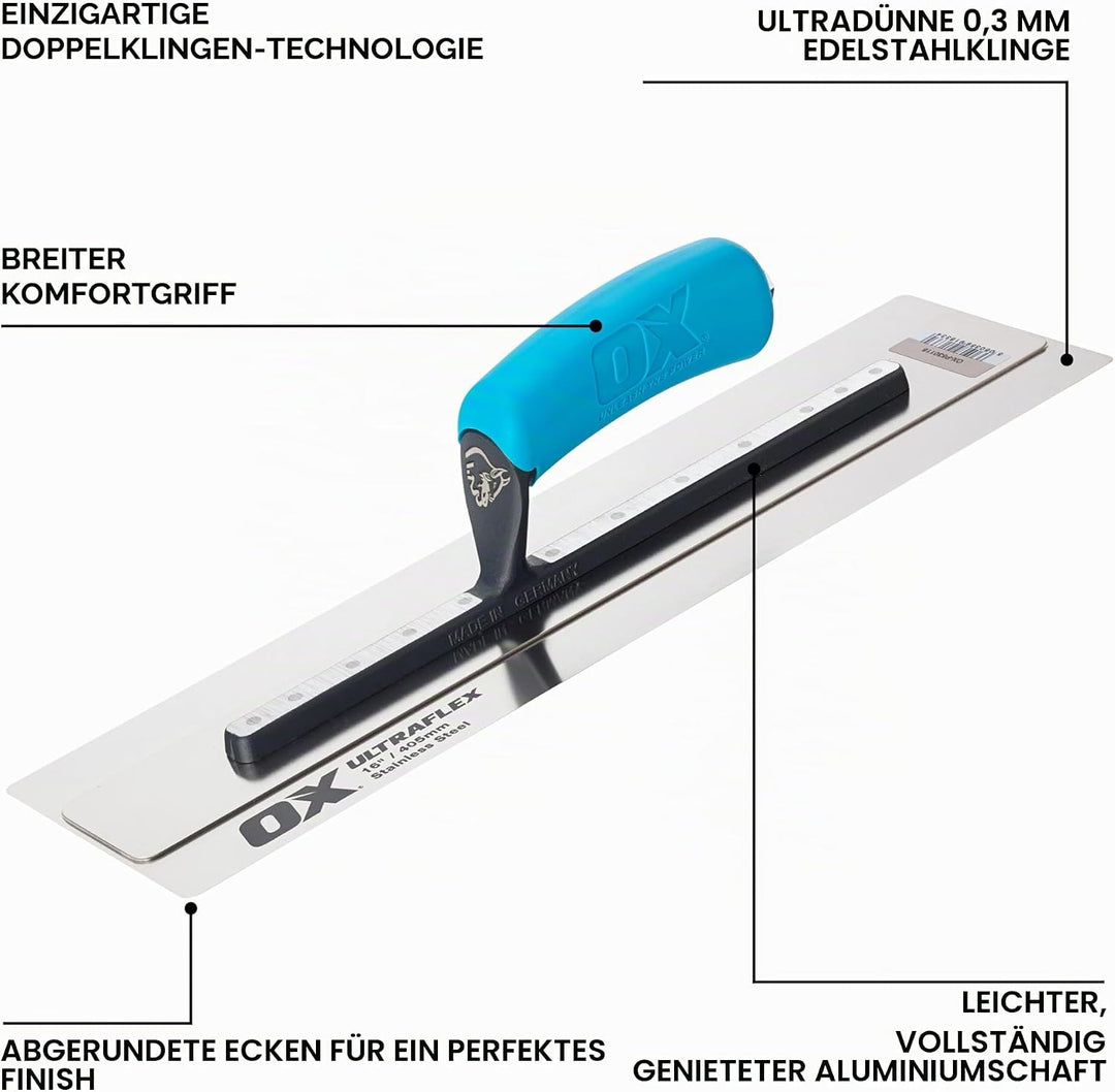 OX Pro UltraFlex Finishing Trowel 16in / 405 x 110 mm, 16in / 405 x 110 mm