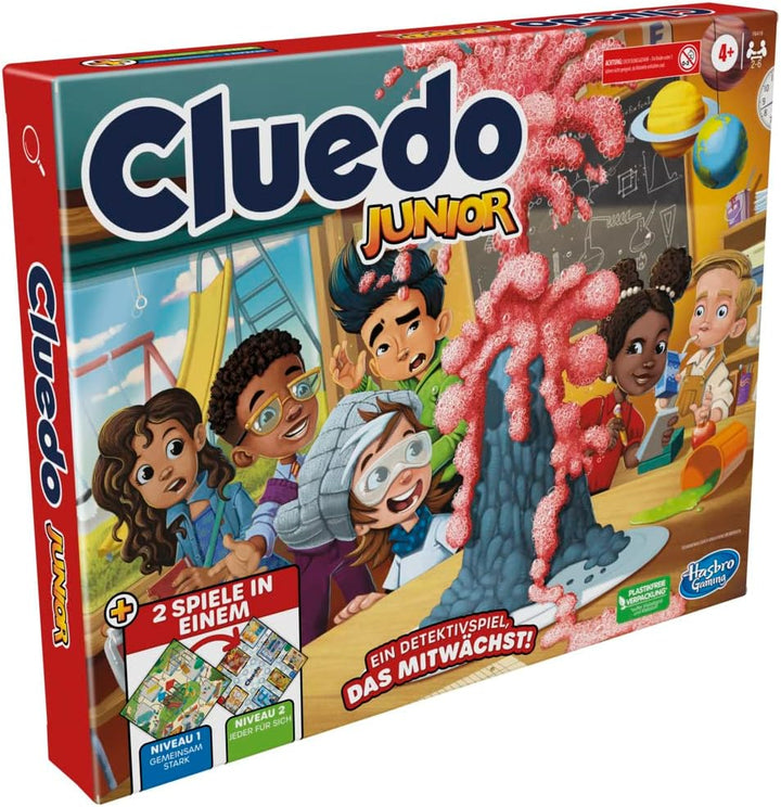 Hasbro Gaming Cluedo Junior, 2-seitiges Spielbrett mit verschiedenen Schwierigkeitsstufen, Detektivs