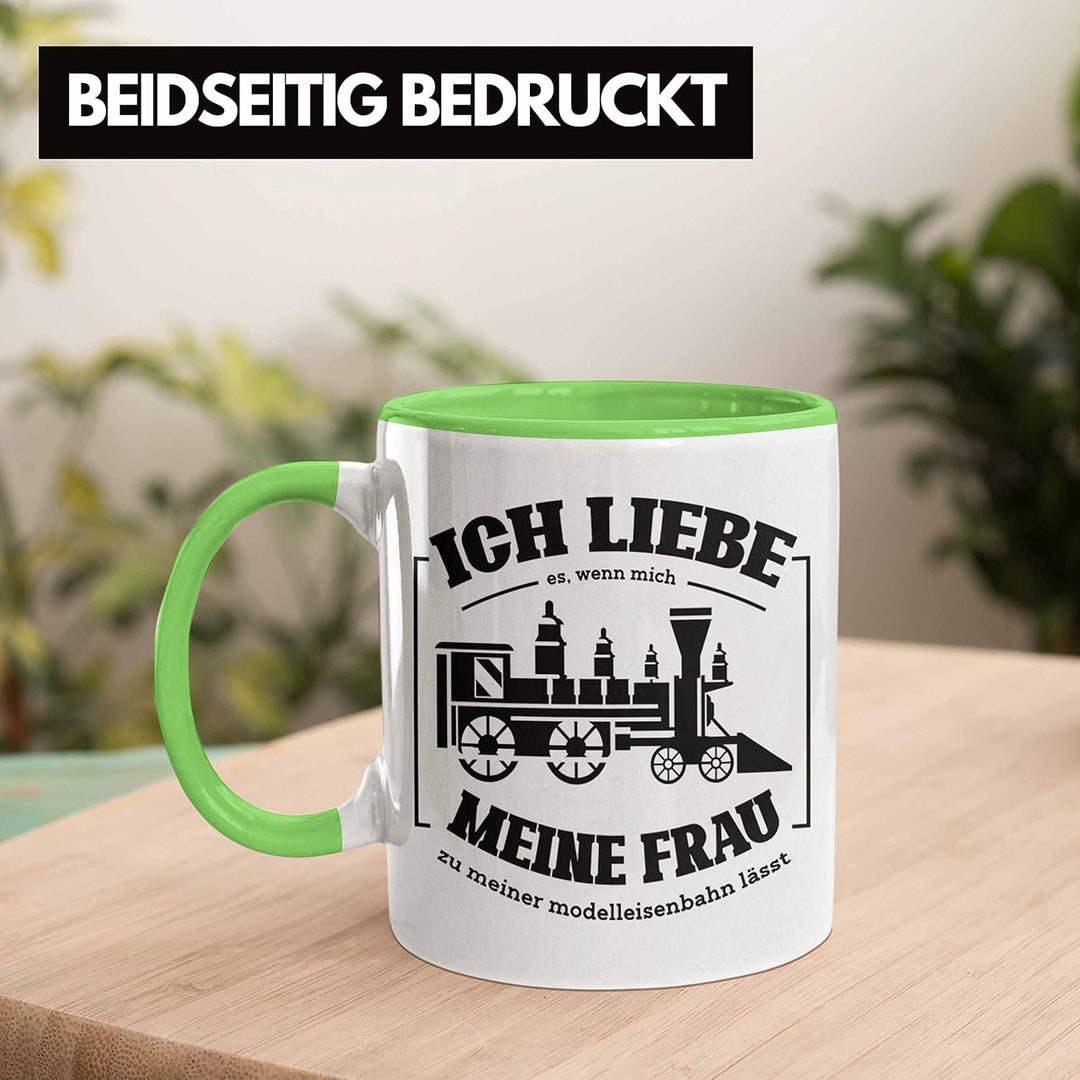 Trendation - Lustige Modelleisenbahn Tasse Geschenk für Eisenbahner (Grün), Grün