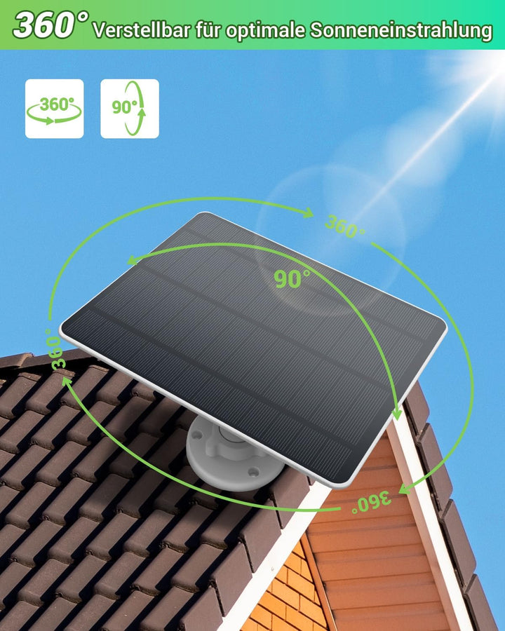 5W Solarpanel für Ring Kamera – Hochleistungs Solarmodul, IP65 Wasserdicht & Langlebig, Solar Panel