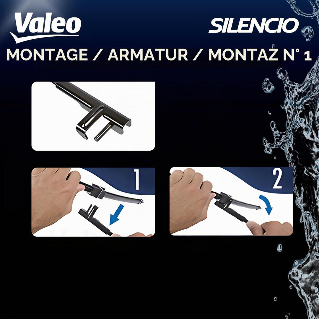 Valeo Silencio VF408 Wischerblatt 574317 Vorderansicht: 700mm / 700mm Menge Set 2 Einheiten (für lin