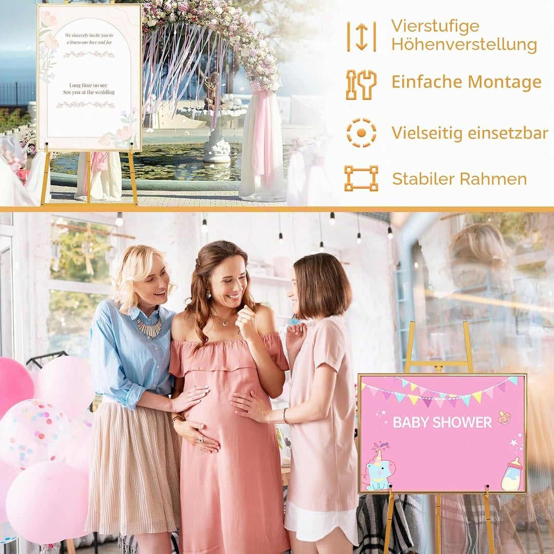 Staffelei Hochzeit, 110cm Metall Staffelei für Schilder Gold staffeleien Gross Willkommensschild Hoc