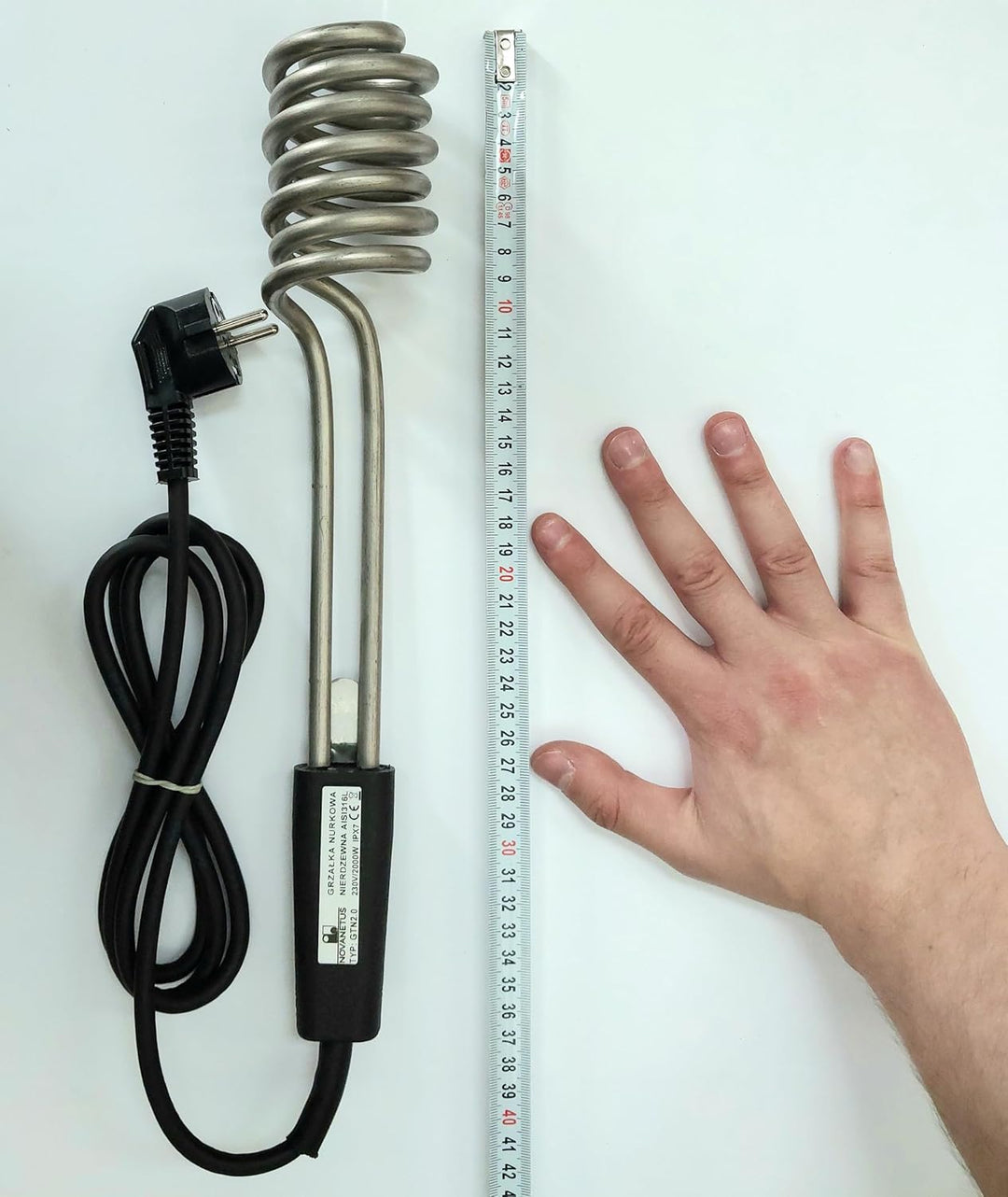 Tauchsieder GTN2.0 Taucherhitzer 2,0 kW 2000 Watt 230V aus EDELSTAHL Wasserkocher, Schwarz ohne Tasc