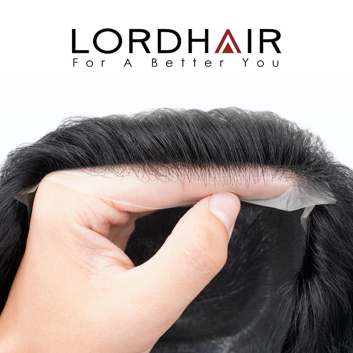 Lordhair Perücke Männer,Realität Toupet,0,06 mm Alle V-Looped Dünnes,Haarfreestyle,Natürlich eng anl