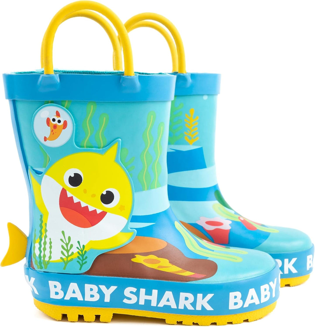 Baby Shark Gummistiefel Kinder Kleinkinder | Mädchen Jungen animiert Singen Hai Familienlied Regen G