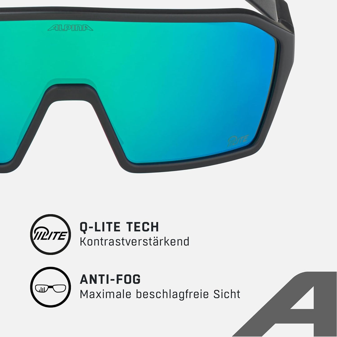 ALPINA RAM Q-LITE - Verspiegelte Sport- & Fahrradbrille Für Erwachsene, kontrastverstärkend, Beschla