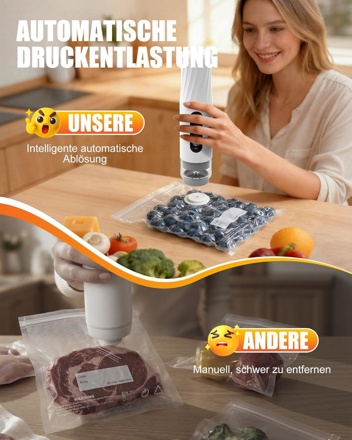 Babacom Kompakt vakumierergerät mit Wassertank, -60 kPa leistungsstarker Vakuumierer, Ein-Knopf-Auto