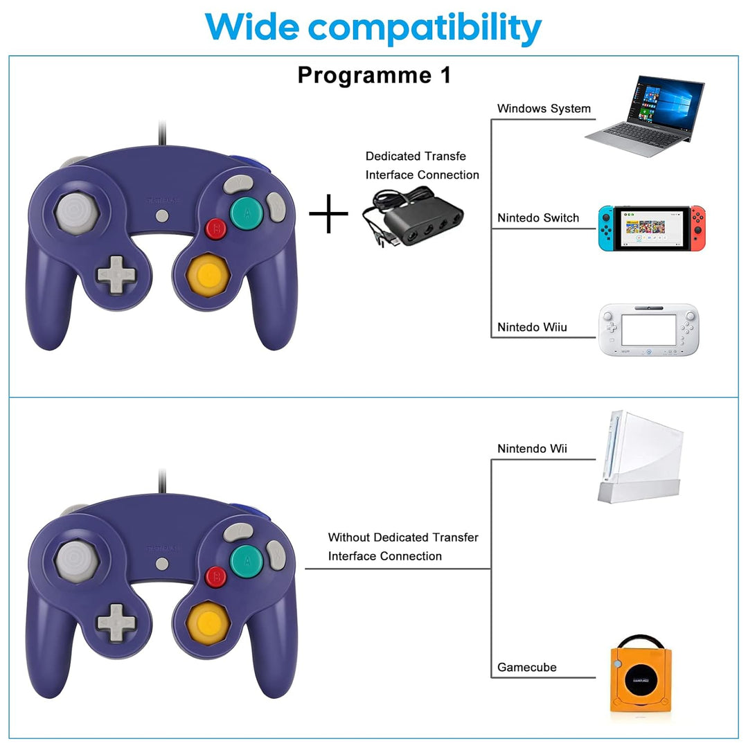 Yideng Gamecube Controller, 2er-Pack Classic Wired Gamecube-Controller Vibration Gamepad, Kompatibel