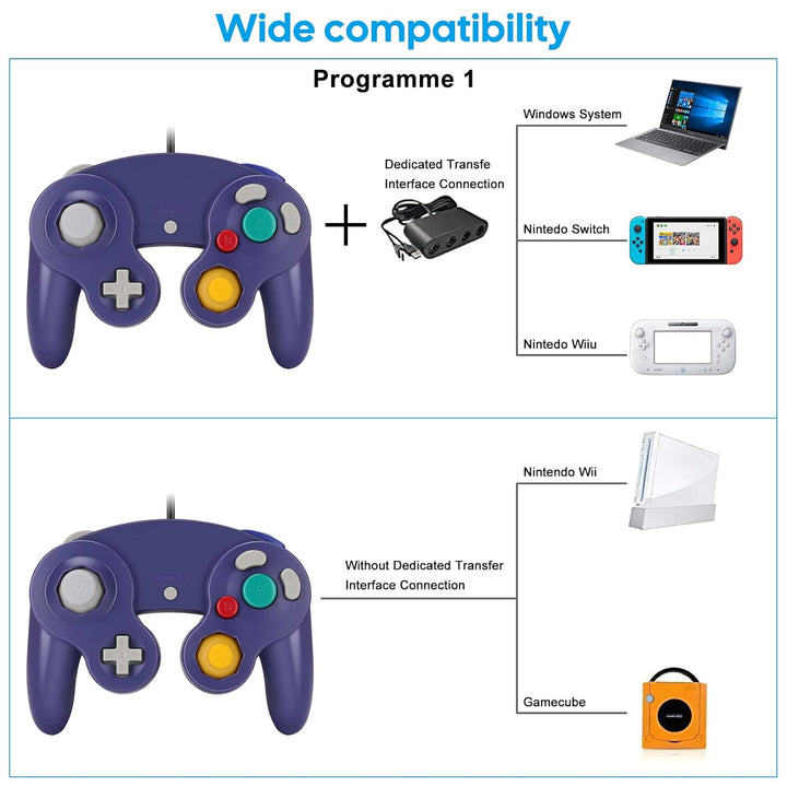 Yideng Gamecube Controller, 2er-Pack Classic Wired Gamecube-Controller Vibration Gamepad, Kompatibel