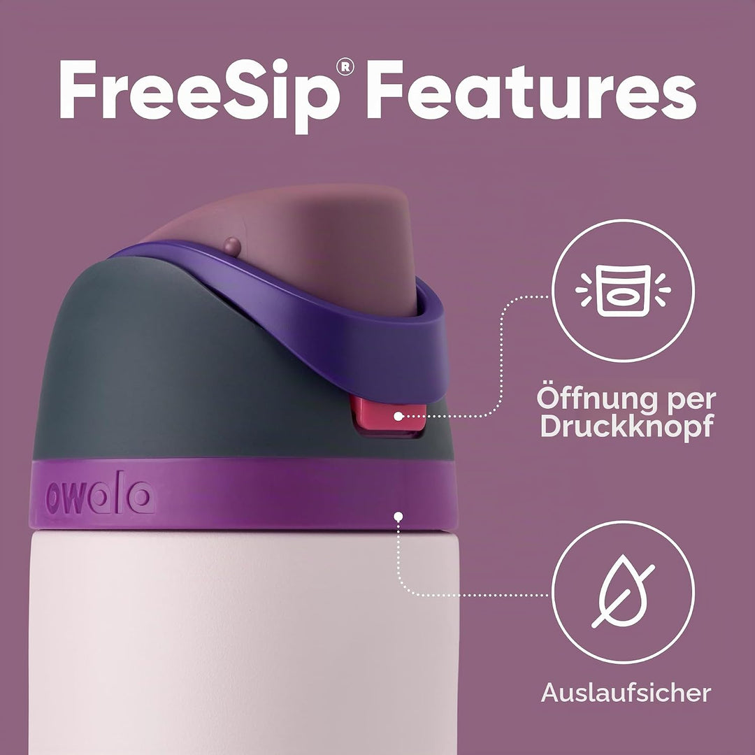 OWALA FreeSip Isolierte Edelstahl Trinkflasche mit Strohhalm, 710 ml – BPA-frei, optimal für Sport,